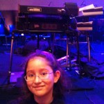 My sweet daughter Dila looks forward to playing Kitaro's trademark synthesizer setup; miniKorg and Korg 800DV.